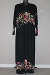 abaya floral diamente black