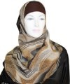 brown wave print square hijab