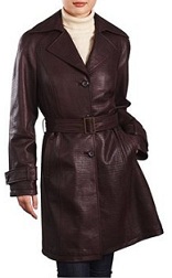 crocodile embossed leather trench coat