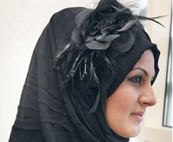 hijab black flower accessories