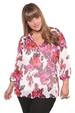 ivory floral chiffon tunic