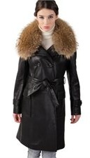 lamb skin leather trench coat