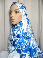 striking blue shawl hijab
